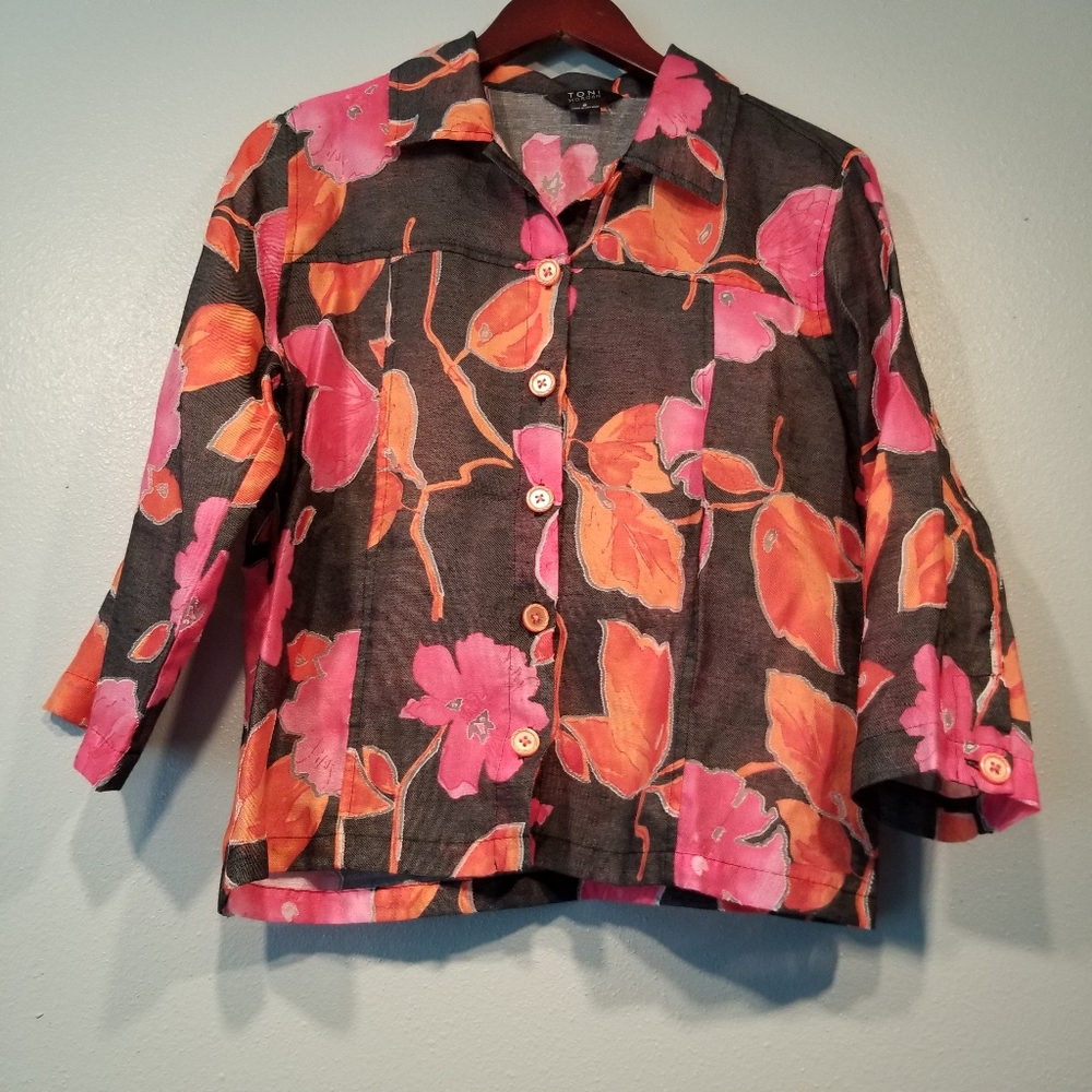 Toni Morgan Women's Jacket Black Coral Pink Yellow